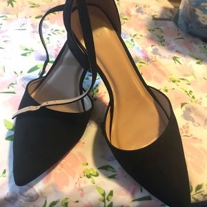 Black chunky ankle strap heels